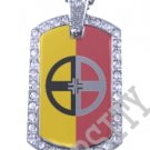 HEALING LODGE INDIAN FLAG Iced Out CZ BLING Dog Tag