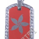 HONG KONG FLAG PENDANT Iced Out CZ BLING Charm Dog Tag