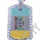 HOPI TRIBE INDIAN FLAG Iced Out CZ BLING Dog Tag