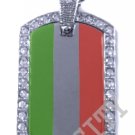 HUNGARY HUNGARIAN FLAG PENDANT Iced Out CZ BLING Charm Dog Tag
