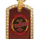 TRUE BLOOD DRINK GOLD CZ BLING CHARM Dog Tag NECKLACE