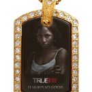TARA TRUE BLOOD PHOTO GOLD CZ BLING CHARM Dog Tag NECKLACE
