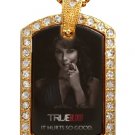 MARYANN TRUE BLOOD PHOTO GOLD CZ BLING CHARM Dog Tag NECKLACE