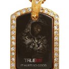 LAFAYETTE TRUE BLOOD PHOTO GOLD CZ BLING CHARM Dog Tag NECKLACE