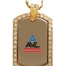 AVL VAMPIRE LEAGUE TRUE BLOOD PHOTO GOLD CZ BLING CHARM Dog Tag NECKLACE