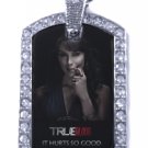 MARYANN TRUE BLOOD PHOTO SILVER CZ BLING CHARM Dog Tag NECKLACE