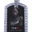 TARA TRUE BLOOD PHOTO SILVER CZ BLING CHARM Dog Tag NECKLACE