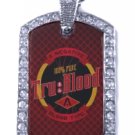 TRUE TRU BLOOD DRINK SILVER CZ BLING CHARM Dog Tag NECKLACE