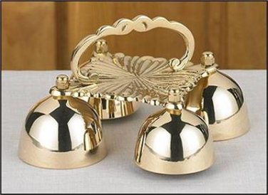 Sanctuary Altar Bells Four Bells Brass with Brass Handle 8"W x 4 1/2"H