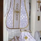 White Chasuble Set Vestment Fiddleback 5 Pieces NEW +Stole,Maniple,Veil,Burse
