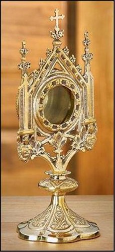 Traditional Catholic Brass Ornate Monstrance Style Reliquary 11 1/2"H x 5"W