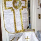 White Chasuble Set Vestment Fiddleback Agnus Dei NEW + Veil,Burse,Stole,Maniple