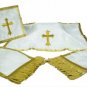 White Chasuble Set Vestment Fiddleback Agnus Dei NEW + Veil,Burse,Stole,Maniple