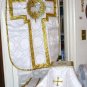 White Chasuble Set Vestment Fiddleback Agnus Dei NEW + Veil,Burse,Stole,Maniple