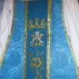 Blue Marian Chasuble Set Fiddleback Vestment Latin Mass NEW Gold Embroidery