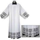 Catholic Square Neck Rochet Alb with Latin IHS Cross Lace Size: EXTRA LARGE Catholic Square Neck Rochet Alb with Latin IHS Cross Lace Size: EXTRA LARGE