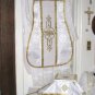 White Fiddleback Chasuble Set Vestment 5 Pcs NEW+Maniple,Stole,Veil,Burse Latin