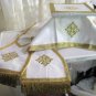 White Fiddleback Chasuble Set Vestment 5 Pcs NEW+Maniple,Stole,Veil,Burse Latin