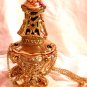 Catholic Hanging Brass Censer & Boat Set 12" High x 5" Diameter x 40" Chain