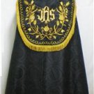 Black Cope Vestment & Stole Gold Embroidery Lined for Requiem Latin Mass Black Cope Vestment & Stole Gold Embroidery Lined for Requiem Latin Mass