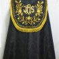 Black Cope Vestment & Stole Gold Embroidery Lined for Requiem Latin Mass