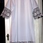 Catholic Square Neck Rochet Alb with Latin IHS Cross Lace Size: SMALL