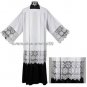 Catholic Box Pleated Surplice with IHS 9" Inch Lace Polyester Size:  SMALL