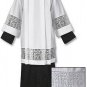 Catholic Box Pleated Surplice with Latin Cross and IHS Lace SM, MED, LARGE, X-LG