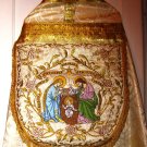 Vintage Style Christmas Vestment Cope Gold Damask Fabric Embroidered Vintage Style Christmas Vestment Cope Gold Damask Fabric Embroidered