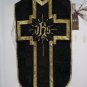 Black Fiddleback Chasuble Set Requiem Latin Mass NEW + Maniple,Stole,Veil,Burse