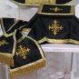 Black Fiddleback Chasuble Set Requiem Latin Mass NEW + Maniple,Stole,Veil,Burse