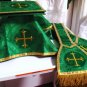 Chasuble Set Green Fiddleback Vestment  Includes Veil,Burse,Maniple,Stole NEW