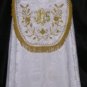 White Cope Vestment with Stole Gold Embroidery Satin Lined Traditional Catholic