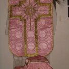 Rose IHS Chasuble Set Vestment Fiddleback Catholic NEW Veil,Burse,Stole,Maniple