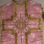 Rose IHS Chasuble Set Vestment Fiddleback Catholic NEW Veil,Burse,Stole,Maniple