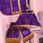 Purple Chasuble Set Vestment Fiddleback Pelican 5 Pcs+Veil,Burse,Maniple,Stole