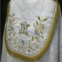 Marian White Cope Vestment w/ Stole Gold Silver Embroidery Satin Lined Catholic