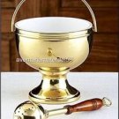 Catholic Holy Water Pot Polished Brass 10"H x 7"D with Sprinkler 12"L Catholic Holy Water Pot Polished Brass 10"H x 7"D with Sprinkler 12"L