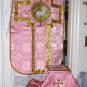 Rose Chasuble Set Vestment Fiddleback Catholic NEW + Maniple,Stole,Veil,Burse