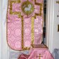 Rose Chasuble Set Vestment Fiddleback Catholic NEW + Maniple,Stole,Veil,Burse