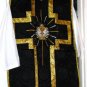 Chasuble Set Black Fiddleback Latin Requiem Mass + Veil,Burse,Maniple,Stole