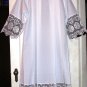 Catholic Square Neck Rochet Alb with Latin IHS Cross Lace Size:  LARGE