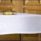 100% Linen Altar Cloth IHS Embroidery in Center Size 44"W x 72"L