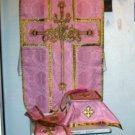 Rose Chasuble Set Vestment Fiddleback 5 Pc NEW+Maniple,Stole,Veil,Burse