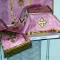 Rose Chasuble Set Vestment Fiddleback 5 Pc NEW+Maniple,Stole,Veil,Burse