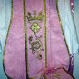 Rose Chasuble Set Vestment Fiddleback 5 Pc NEW+Maniple,Stole,Veil,Burse