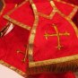 Red Chasuble Set Fiddleback IHS Latin Mass NEW + Stole,Maniple,Veil,Burse