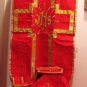 Red Chasuble Set Fiddleback IHS Latin Mass NEW + Stole,Maniple,Veil,Burse