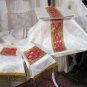 White Chasuble Set Fiddleback Vestment Latin Mass NEW+Maniple,Stole,Veil,Burse