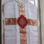 White Chasuble Set Fiddleback Vestment Latin Mass NEW+Maniple,Stole,Veil,Burse